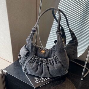 Stylish Gray and Blue Women's Jeans Bag